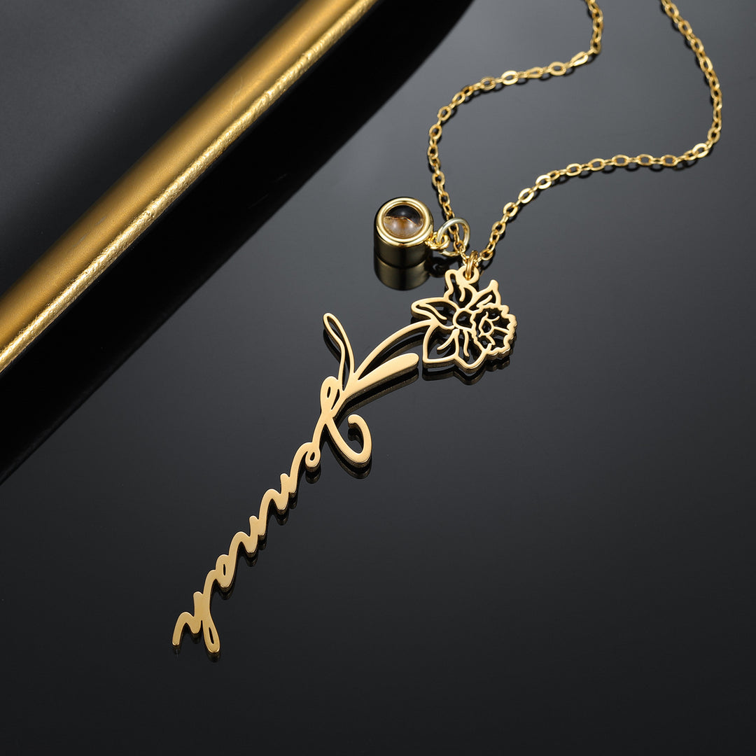 Birth Flower Name Necklace | Dorado Fashion