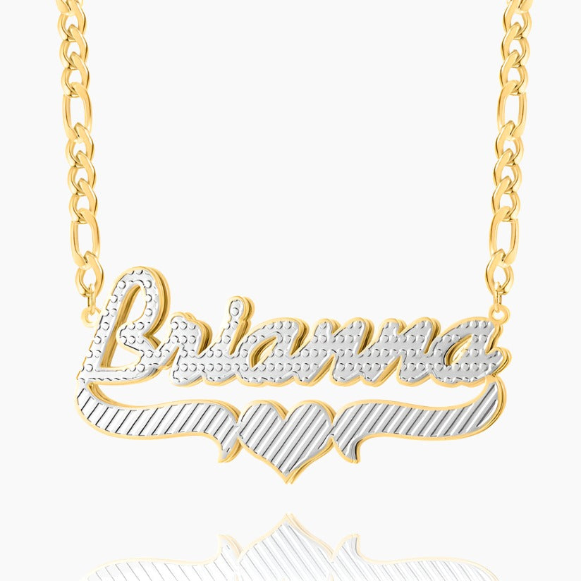 Double Plated Heart Script Name Necklace | Dorado Fashion