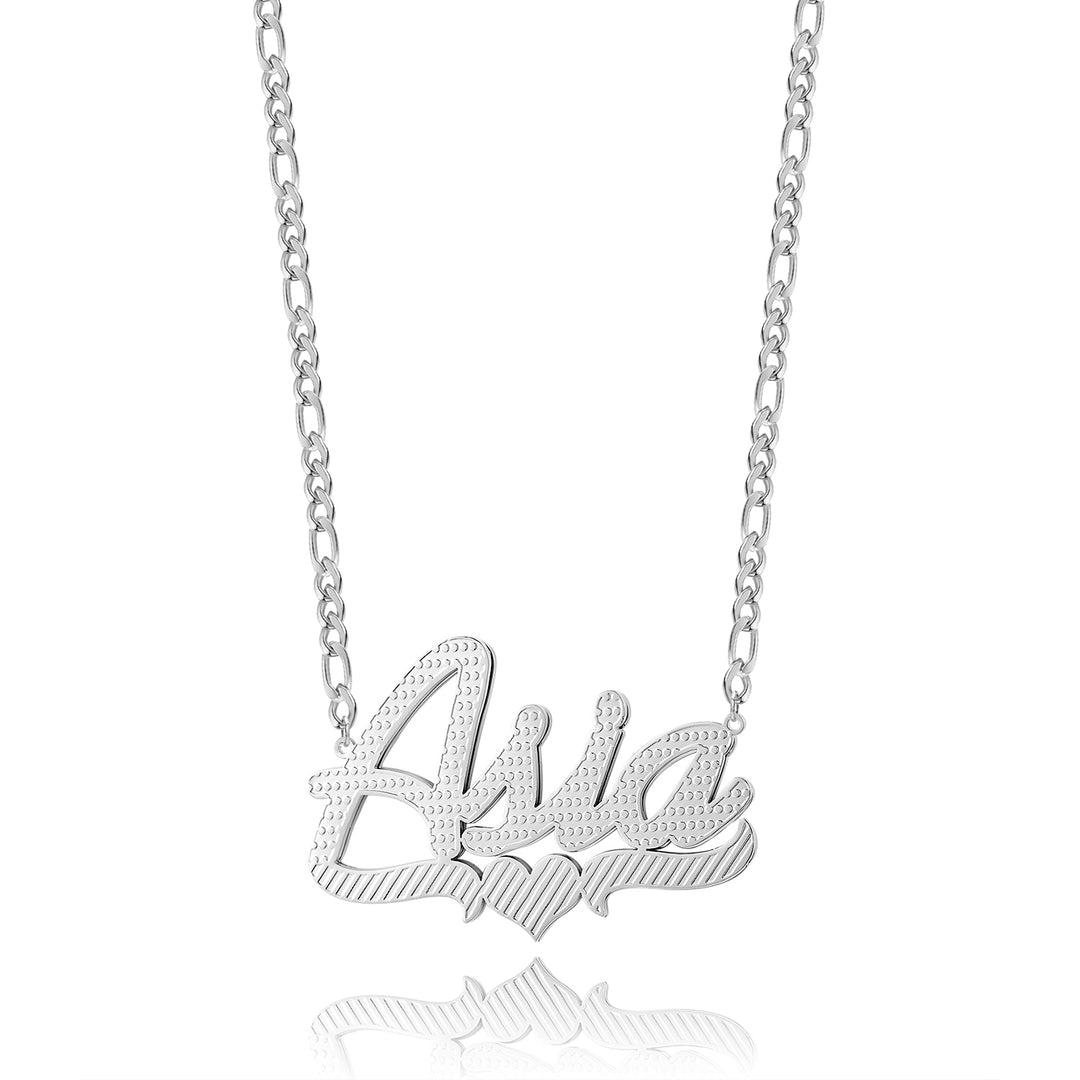 Double Plated Heart Script Name Necklace | Dorado Fashion