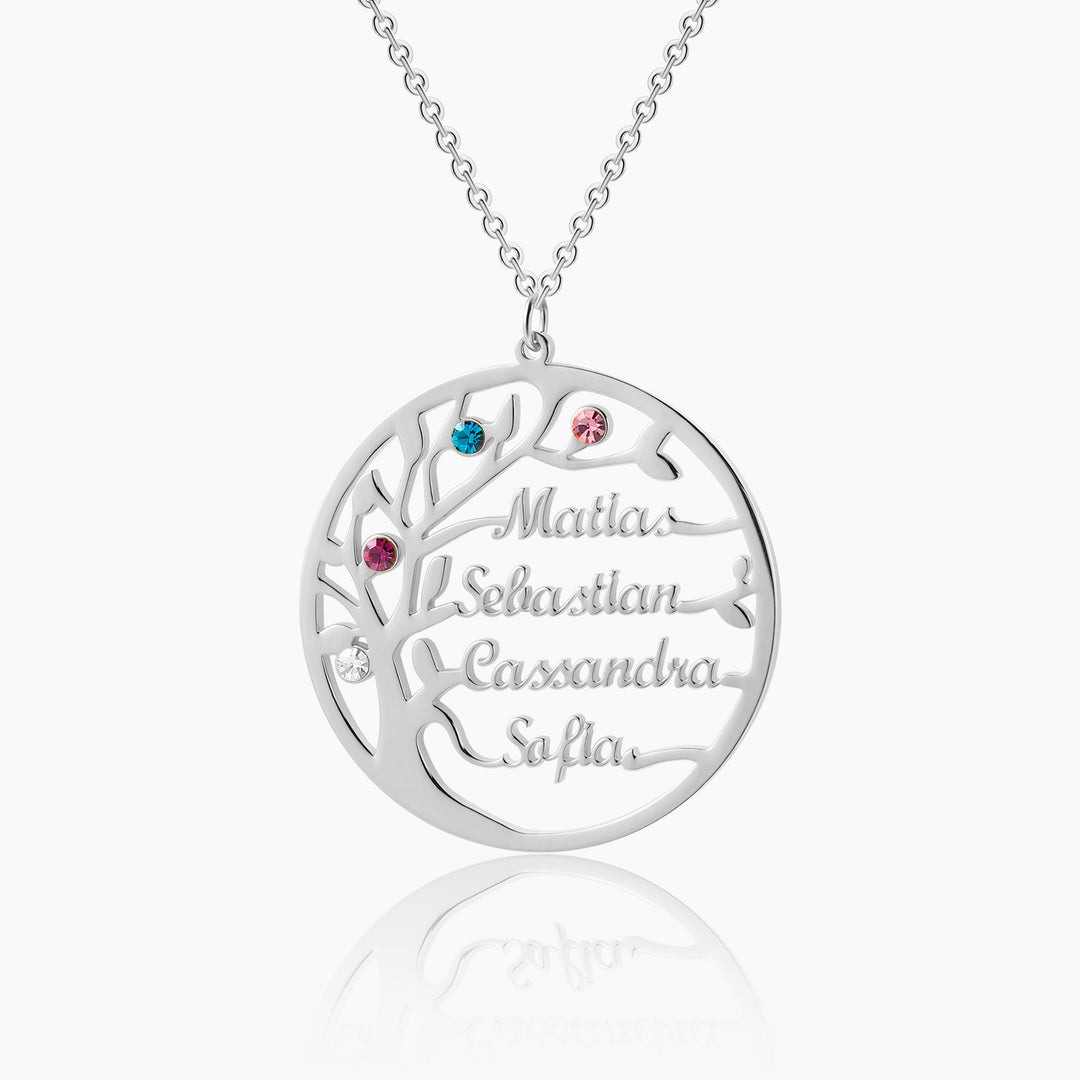 Family Tree Name Necklace w/ Birthstones | Dorado Fashion