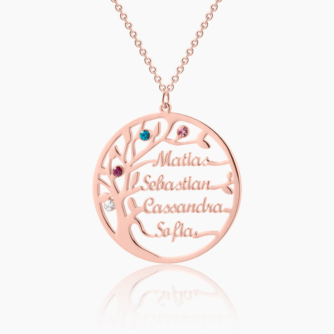 Family Tree Name Necklace w/ Birthstones | Dorado Fashion