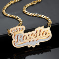 Double Plated Royal Name Necklace w/ Cuban Chain | Dorado Fashion