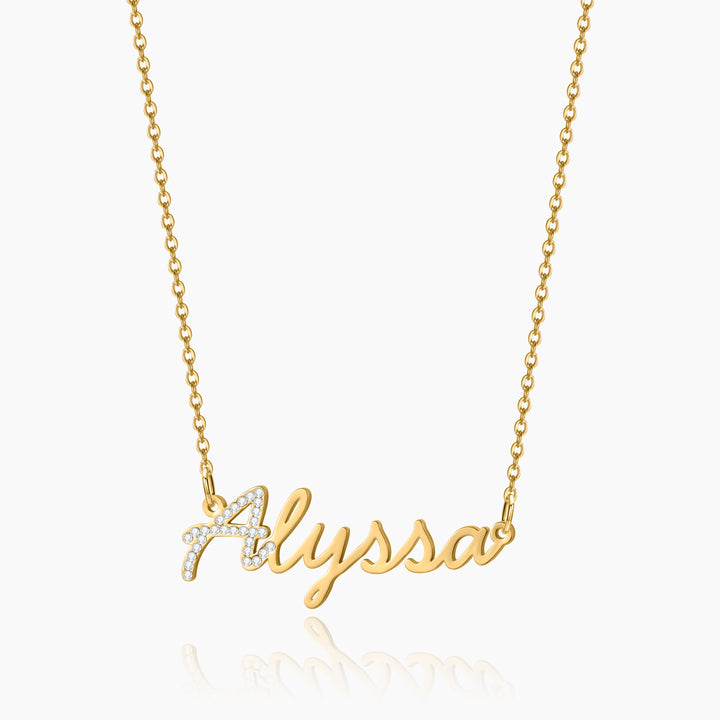 Iced Letter Script Name Necklace | Dorado Fashion