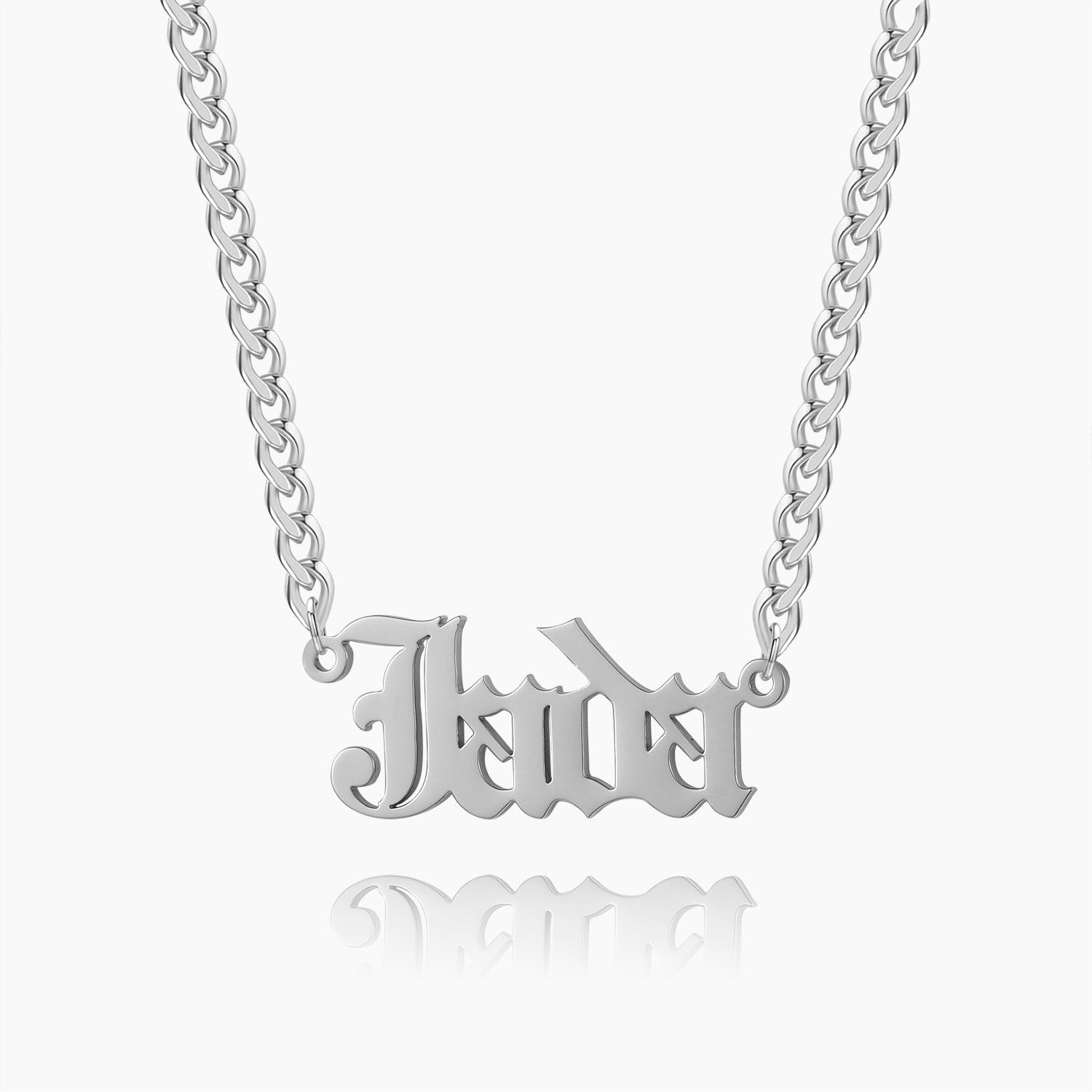 Gothic Name Necklace w/ Cuban Chain | Dorado Fashion