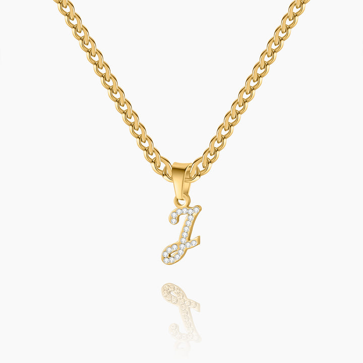 Script Iced Letter Necklace | Dorado Fashion