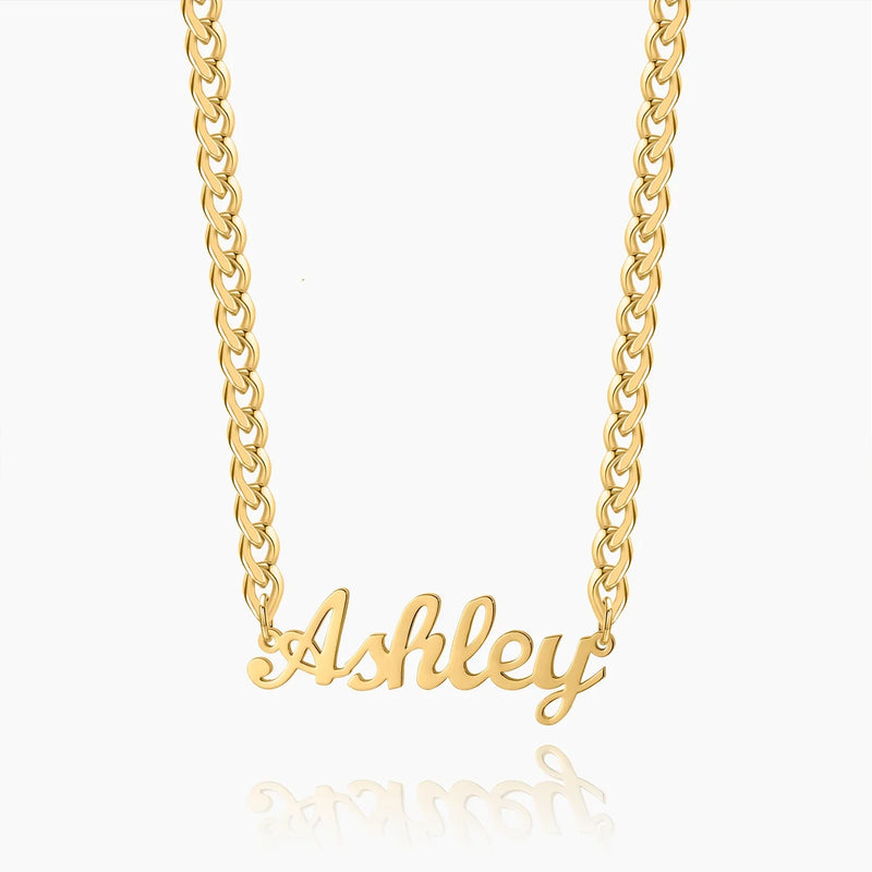 Custom Name Necklace w/ Cuban Chain Regular price $118 Sale price $59