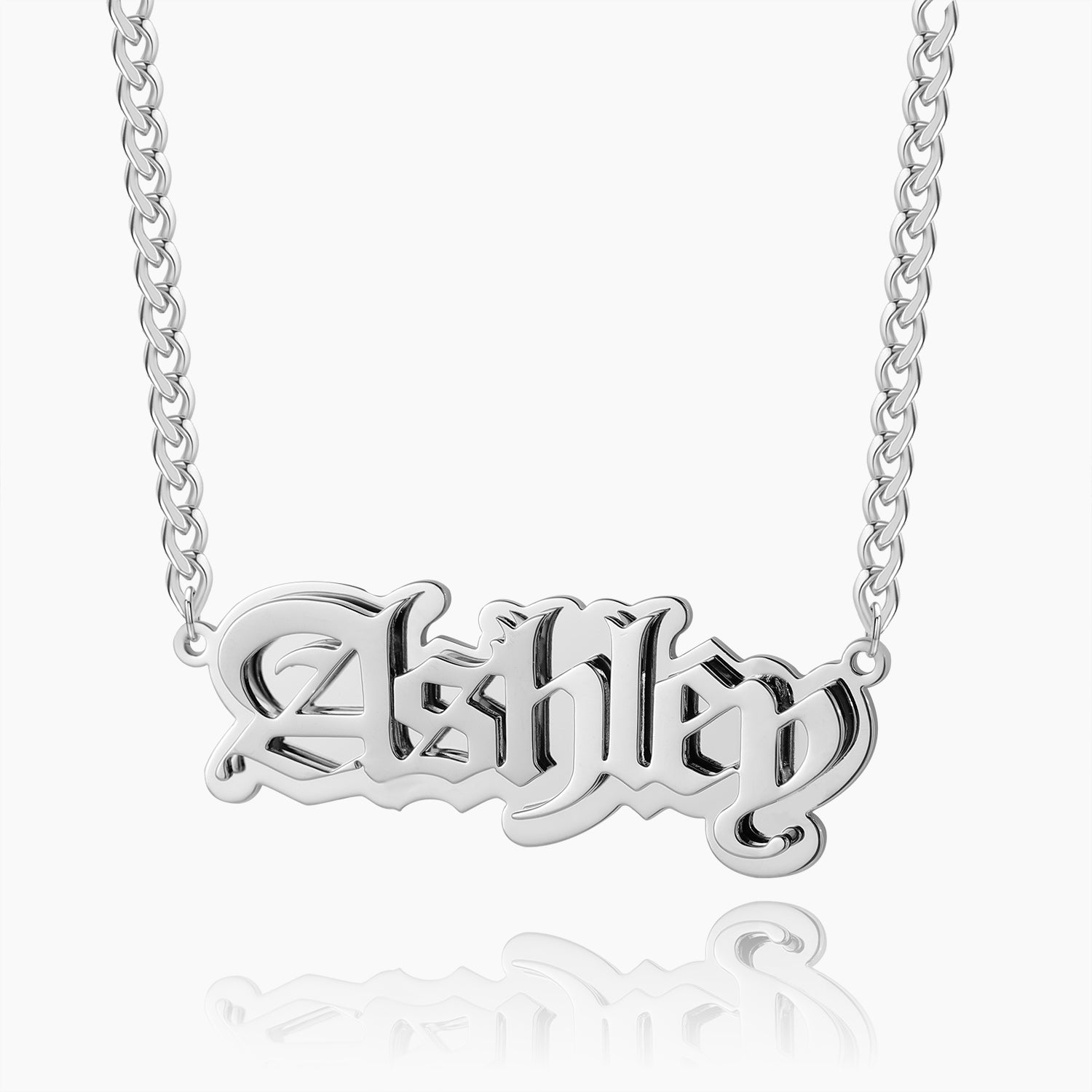 Gothic Outline Name Necklace w/ Cuban Chain | Dorado Fashion