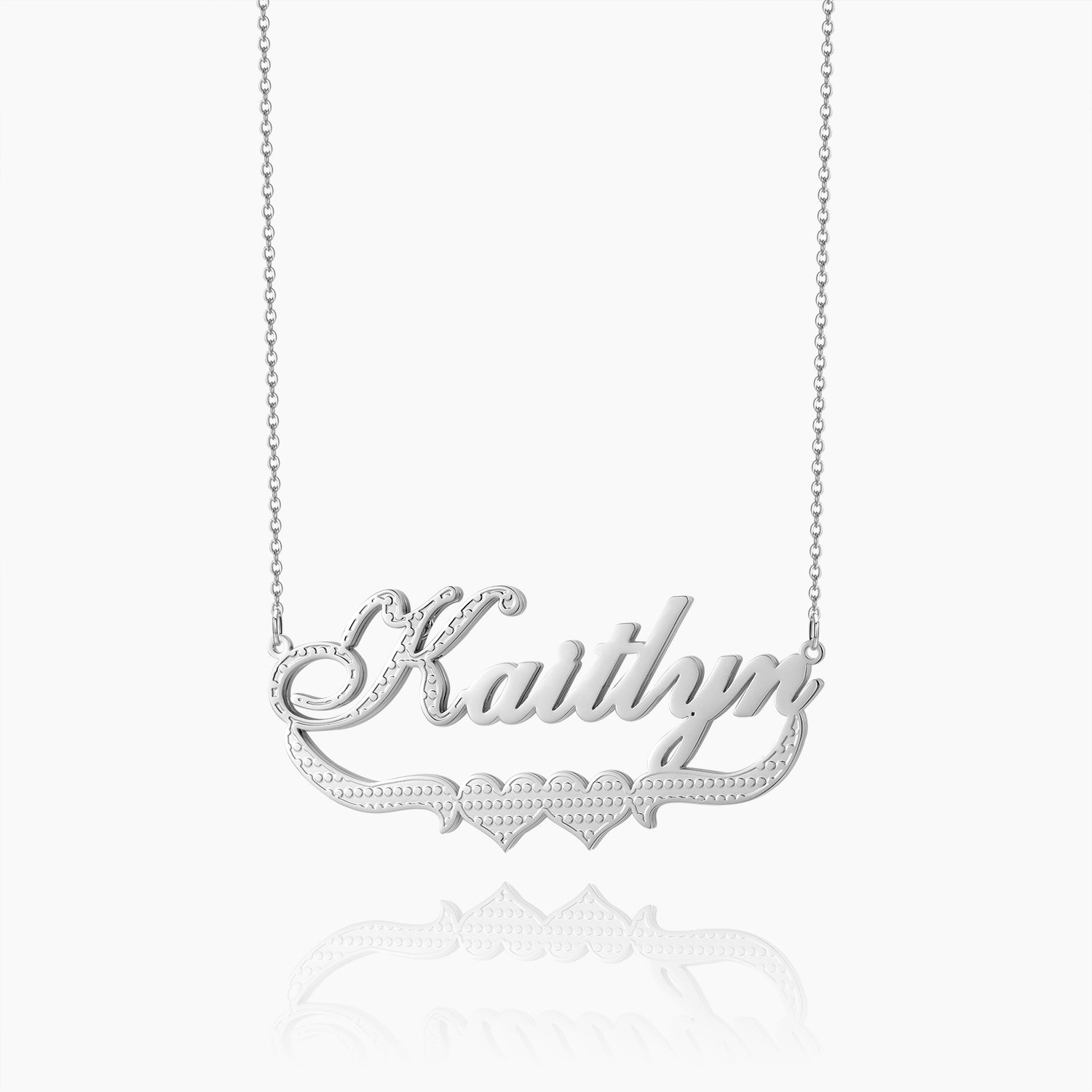 Double Plated Double Heart Name Necklace | Dorado Fashion