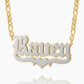 Double Plated Gothic Name Necklace w/ Figaro Chain | Dorado Fashion