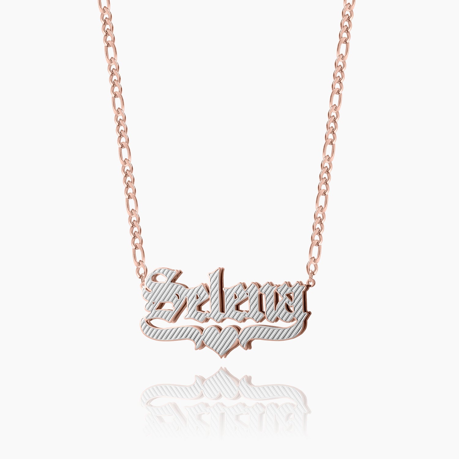 Double Plated Gothic Name Necklace w/ Figaro Chain | Dorado Fashion