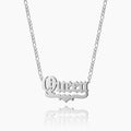 Double Plated Gothic Name Necklace w/ Figaro Chain | Dorado Fashion