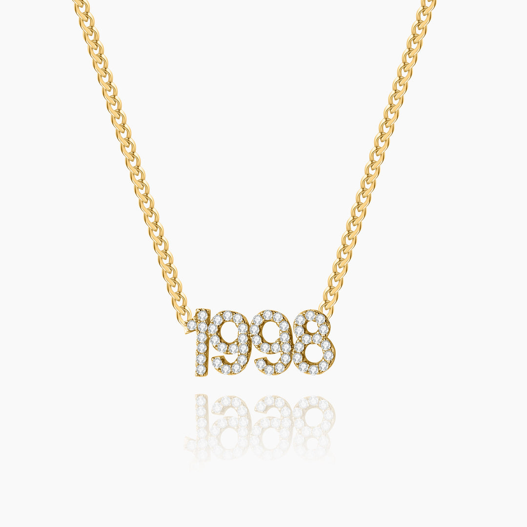 Iced Year Necklace w/ Cuban Chain | Dorado Fashion