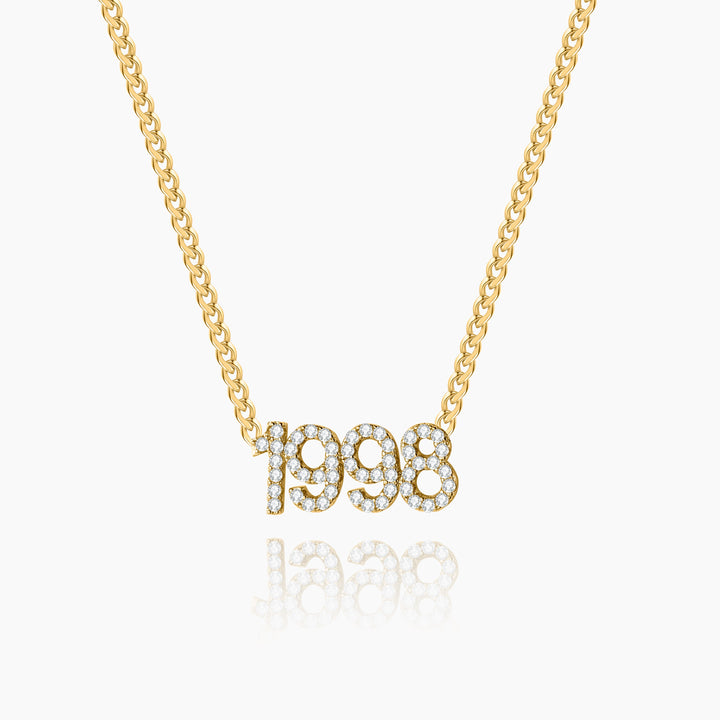 Iced Year Necklace w/ Cuban Chain | Dorado Fashion