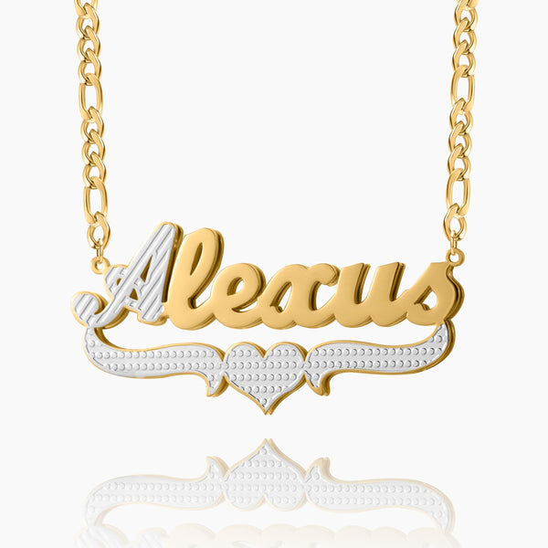 Kids Double Plated Script Name Necklace w/ Figaro Chain | Dorado Fashion