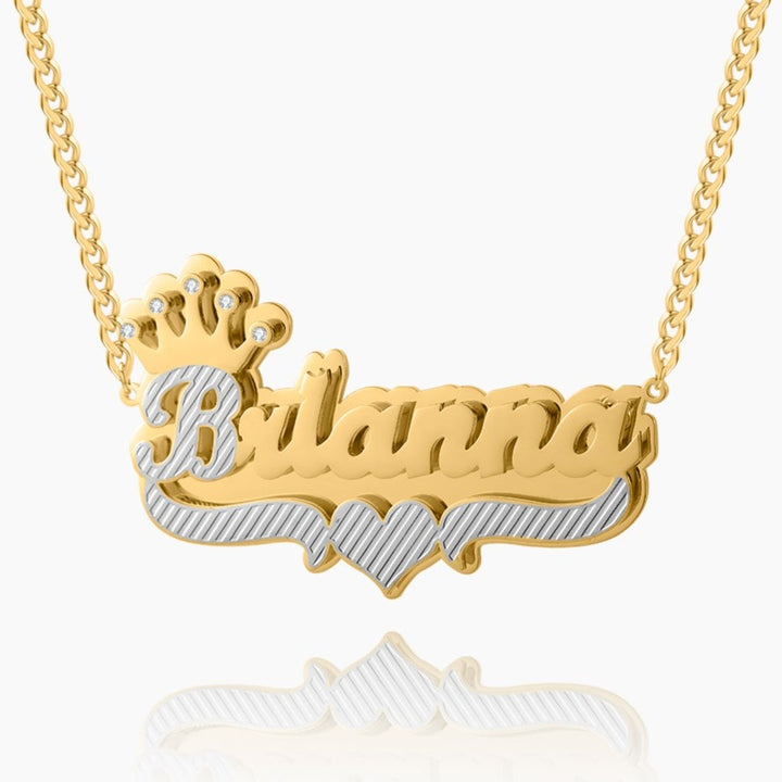 Double Plated Royal Name Necklace w/ Cuban Chain | Dorado Fashion
