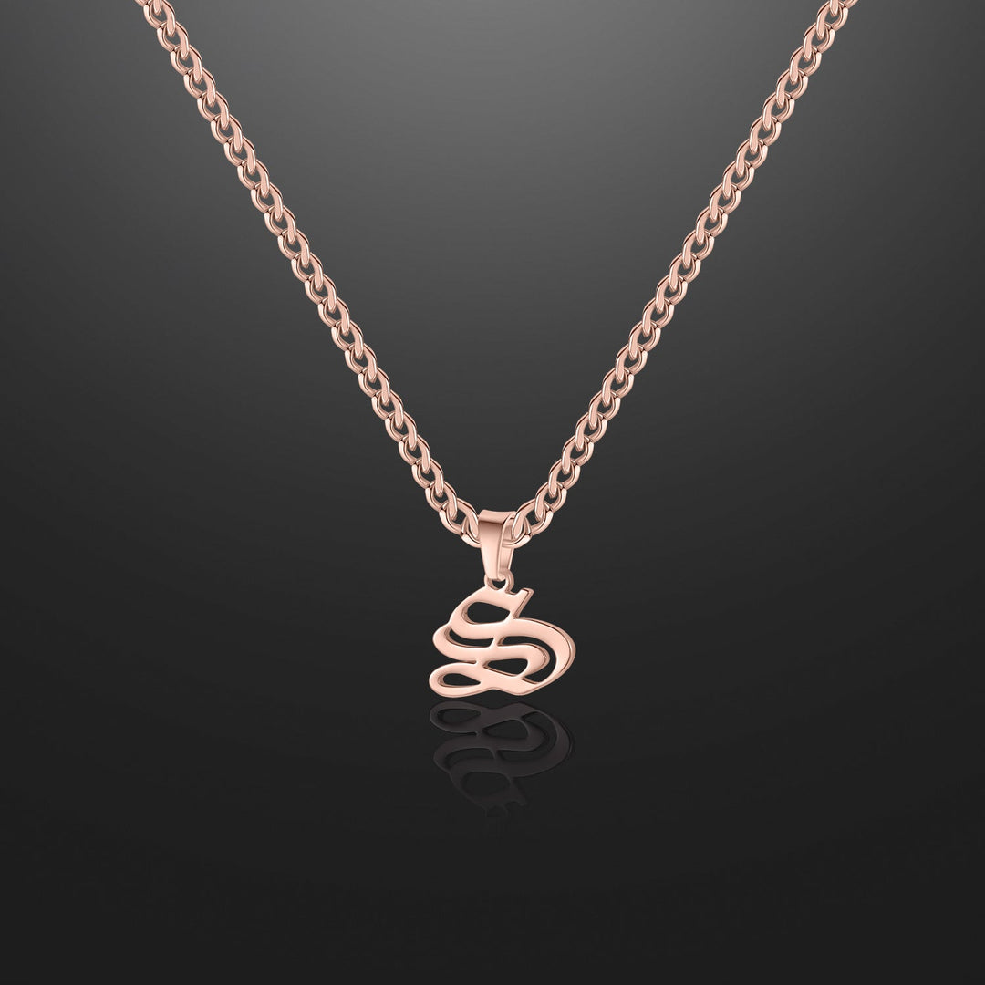 Gothic Letter Necklace w/ Cuban Chain | Dorado Fashion