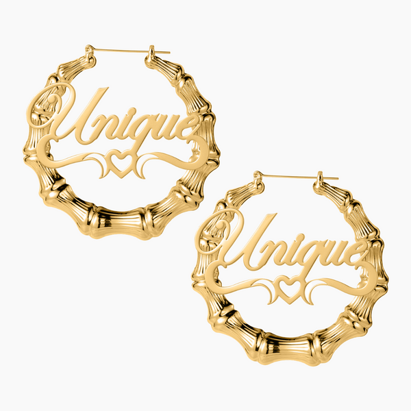 Bamboo Script Name Hoop Earrings | DORADO