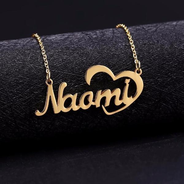 Crescent Heart Name Necklace | Dorado Fashion